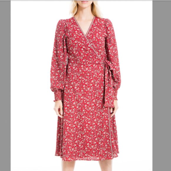 NWT Max Studio Dot Print Balloon Sleeve Wrap Dress S - Picture 4 of 4